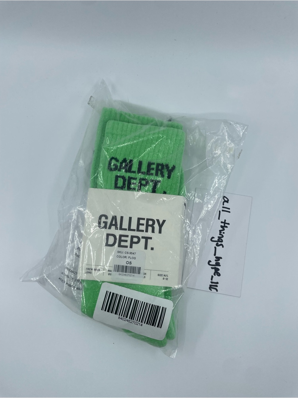 Authentic Gallery Dept Socks FLOG Green Streetwear Designer Crew Socks New